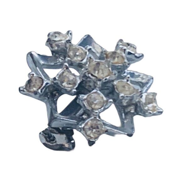 Rhinestone Snowflake Brooch Pin 1" Silver Tone Holiday Winter - Picture 5 of 9